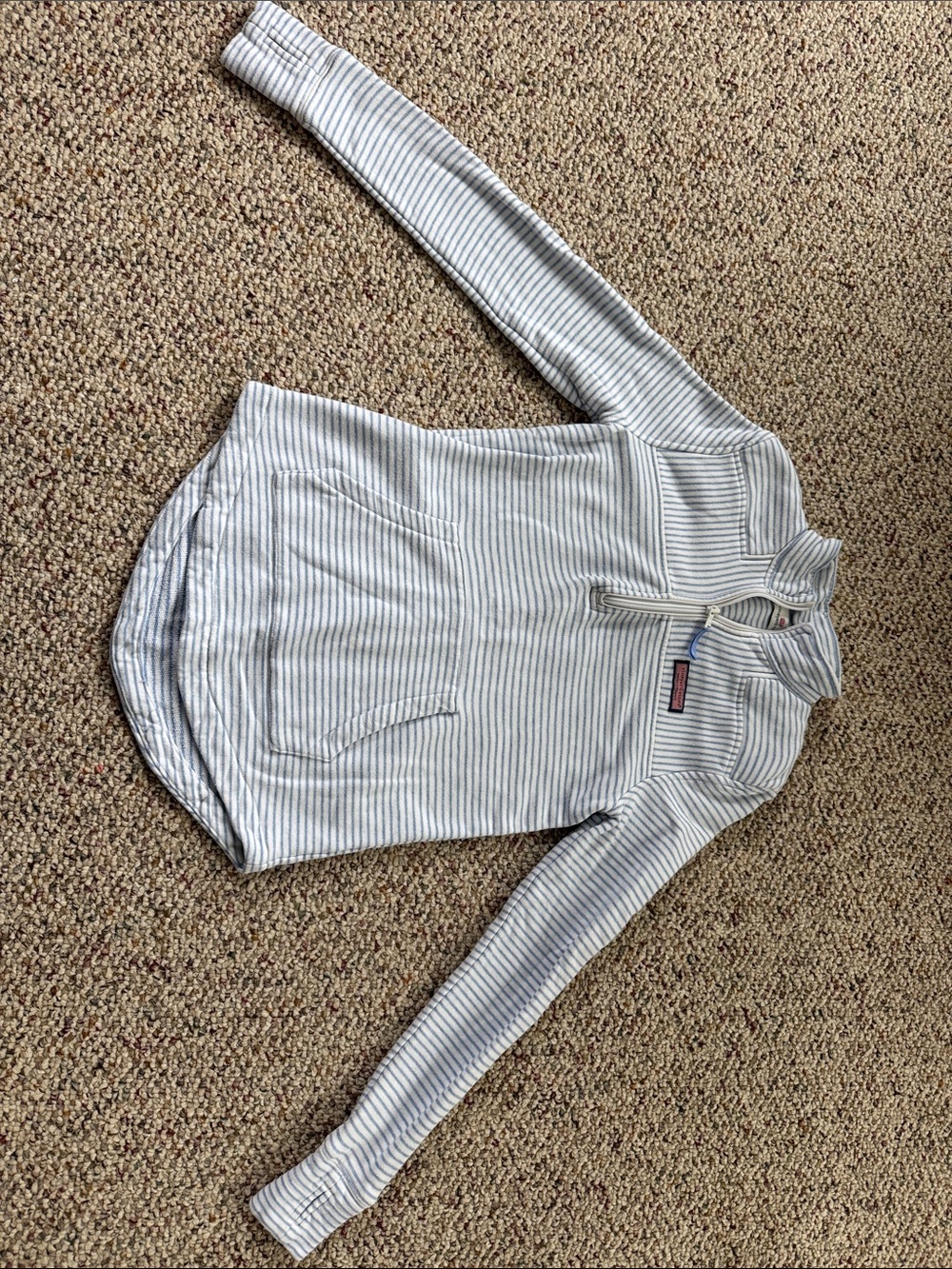 Vineyard Vines Striped Quarter-Zip Pullover in White and Gray